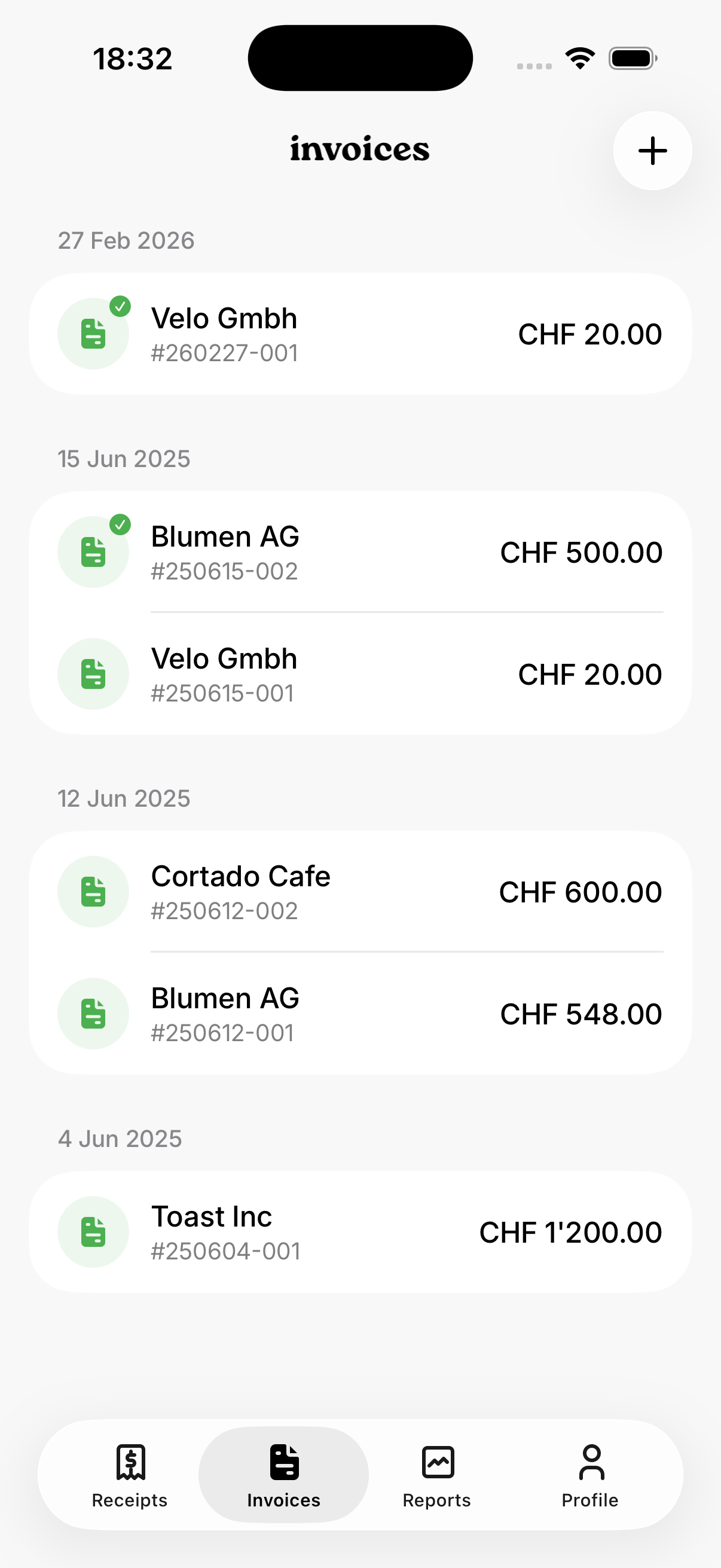 Invoice list